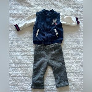 Super cute Mayoral bomber jacket coat w/ fitted pants set! 3 months- worn once!
